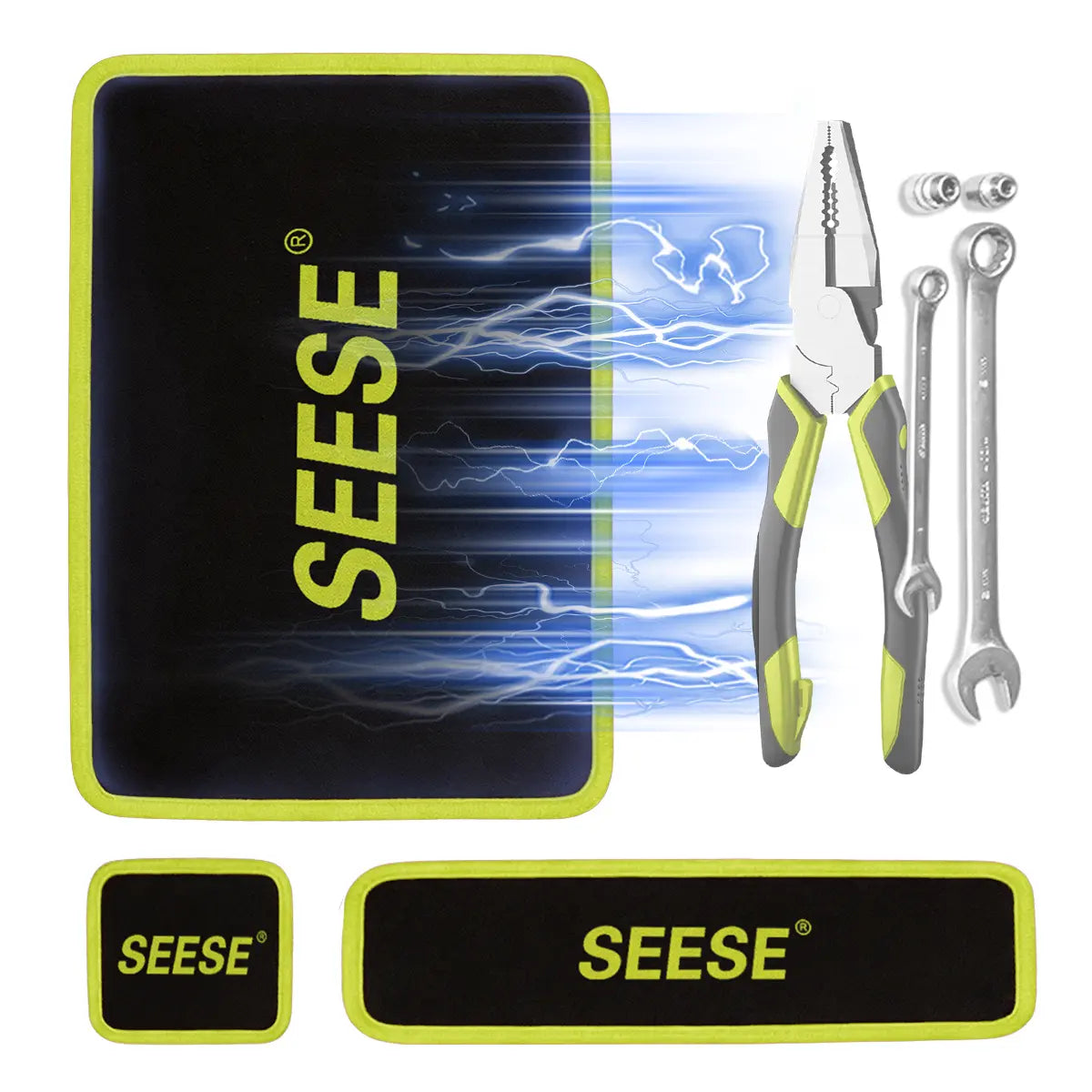 Seese 3PC Flexible Magnetic Tool Mat & Tray Holder for Garage