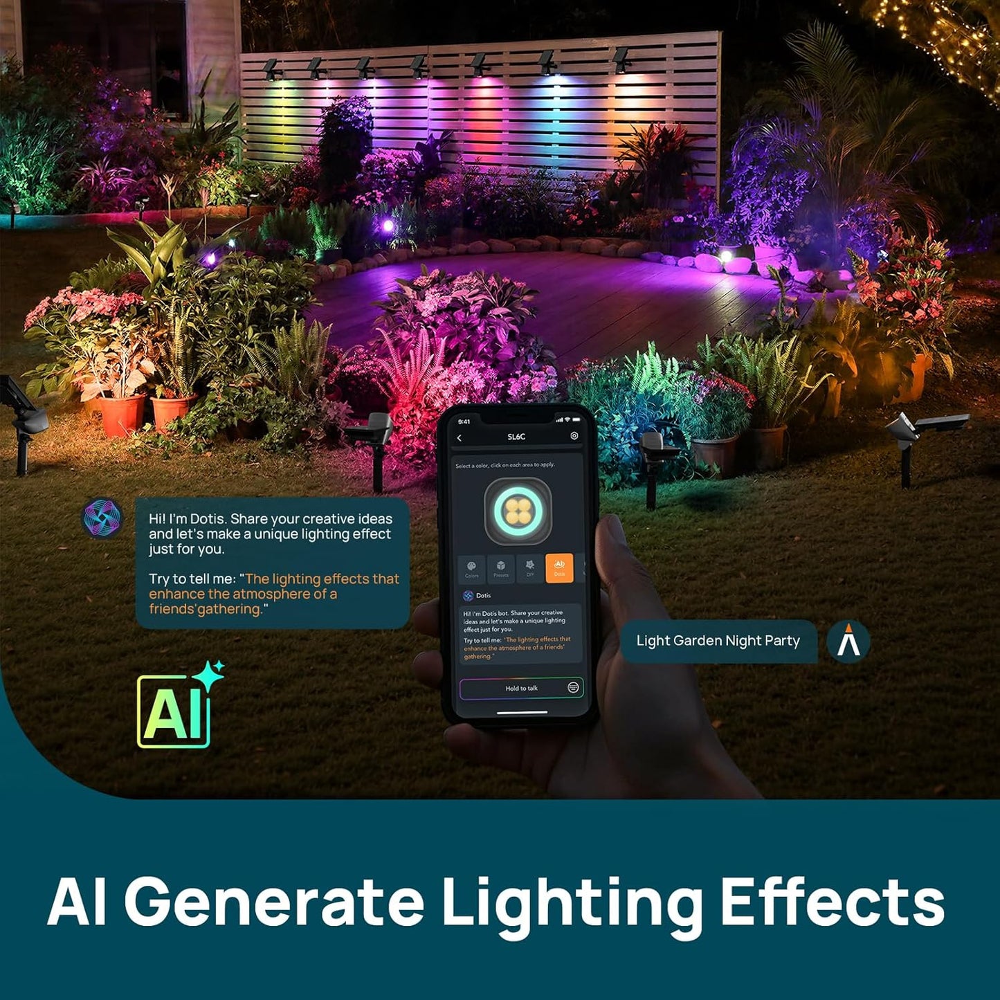 Linkind Smart Solar Spotlights SL6C with Dual-Ring Lighting(App&Voice Control, 16 Million Color, IP66 Waterproof)