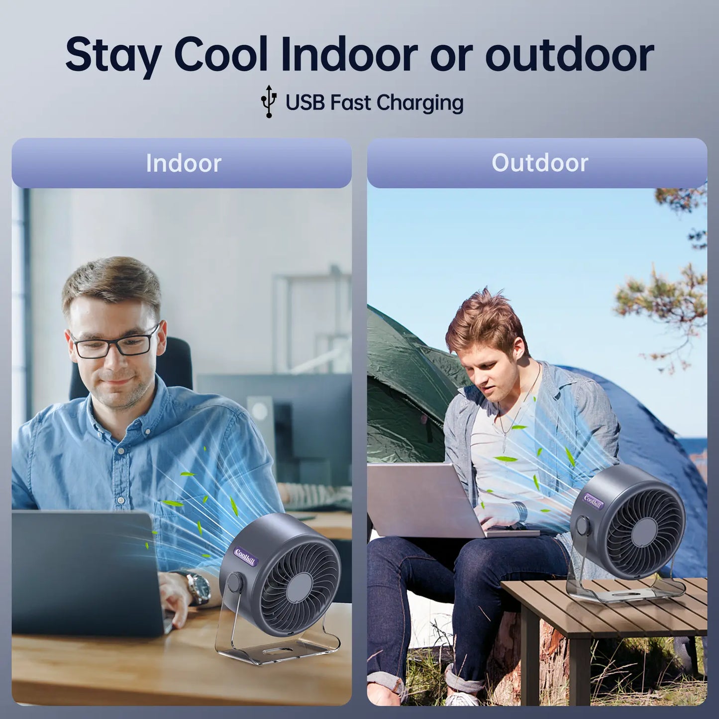 Coolhill Desktop Fan Turbo Table Fan 100 Speeds LED