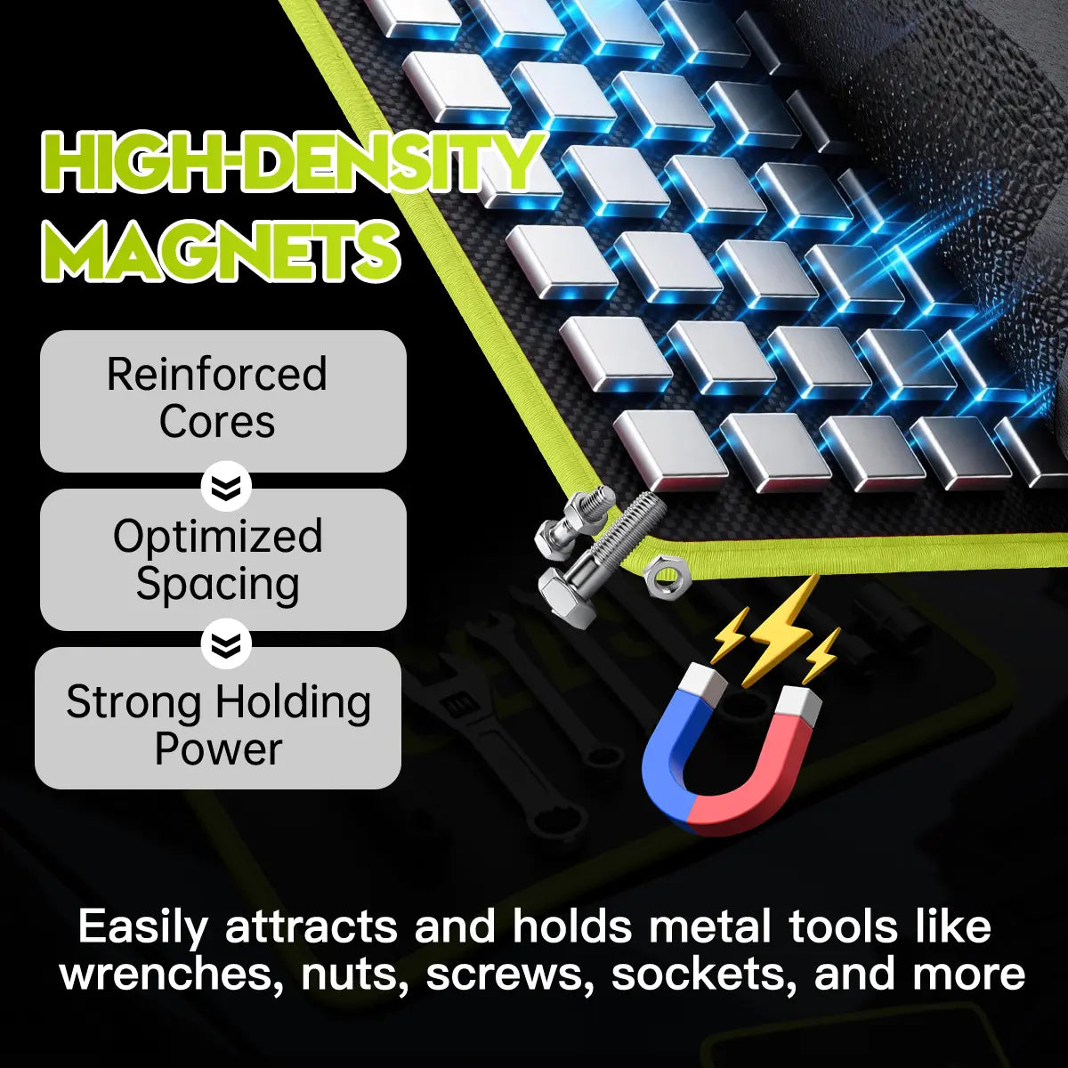 Seese 3PC Flexible Magnetic Tool Mat & Tray Holder for Garage